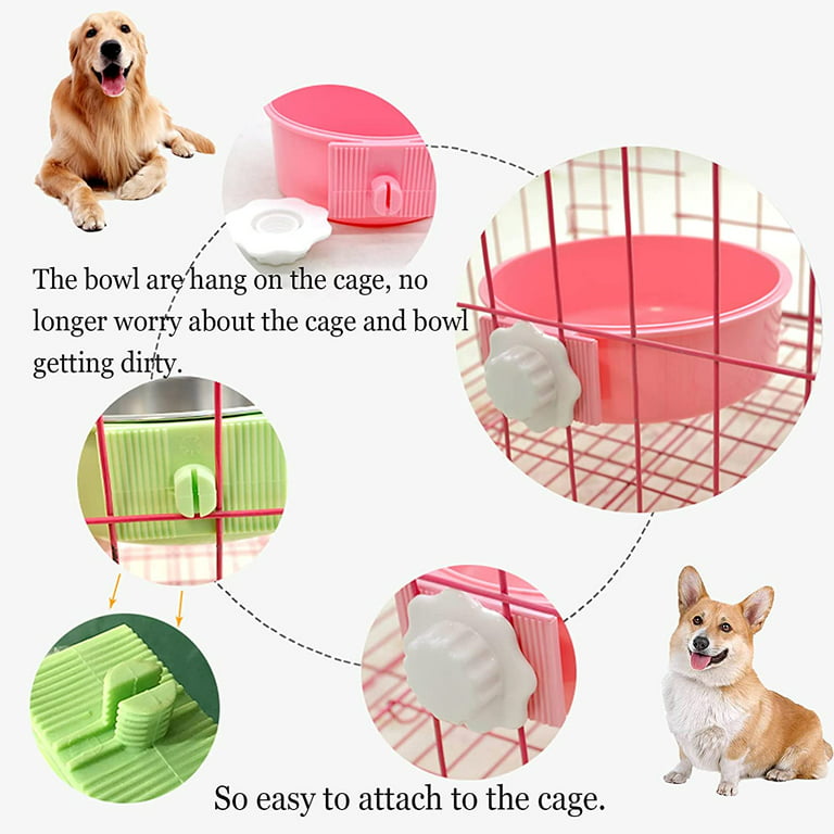 Hsei 12 Pieces Plastic Cat Dog Food Water Bowl Set Double Pet Food Bowl Dog  Dishes Bowl for Kennel Cattery Small Medium Size Dogs Cats Puppies, 3