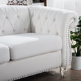 thumbnail image 5 of 3 Seat Sofa Couch Polyester Rolled Arm Sofa with Silver Studs Trim and Solid Wooden Legs, Super Classic Living Room Sofa with Supple Fabric, Chaise Lounge Sofa TV Sofa Upholstered Arm Sofa, 5 of 9