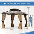 thumbnail image 2 of Costway Pavillon à Toit Rigide 12 x 10 Pi avec Moustiquaire, Double Toit Robuste en Métal Galvanisé, 2 of 10