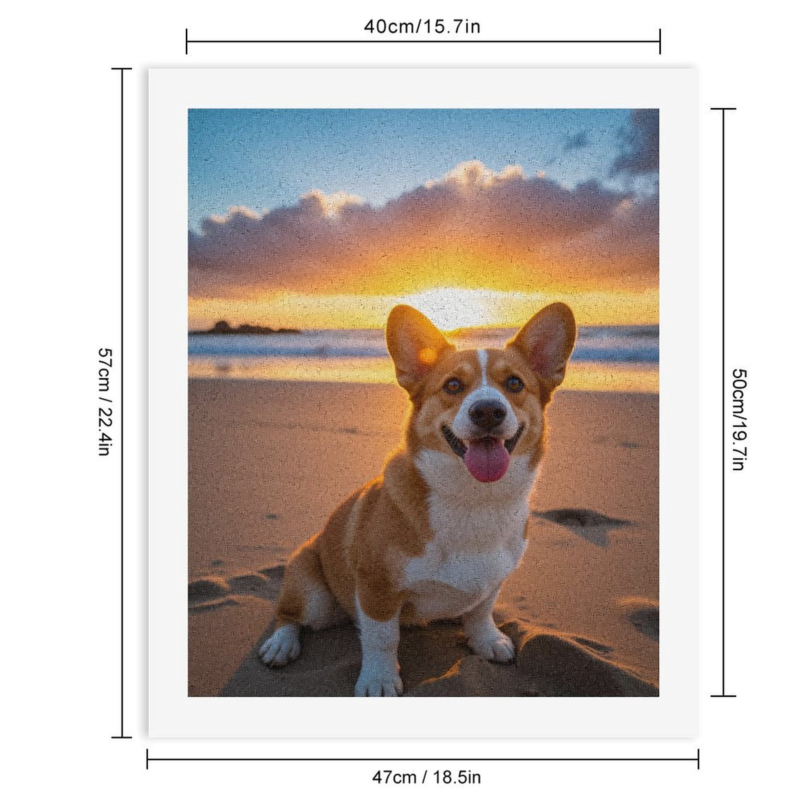 Paint by Numbers Kit for Adults, Corgi Beach Sunset Joy Paint by Numbers, Easy Paint by Numbers Kit for Adults Beginner, DIY Adult Paint by Number Kits on Canvas, Home Decor