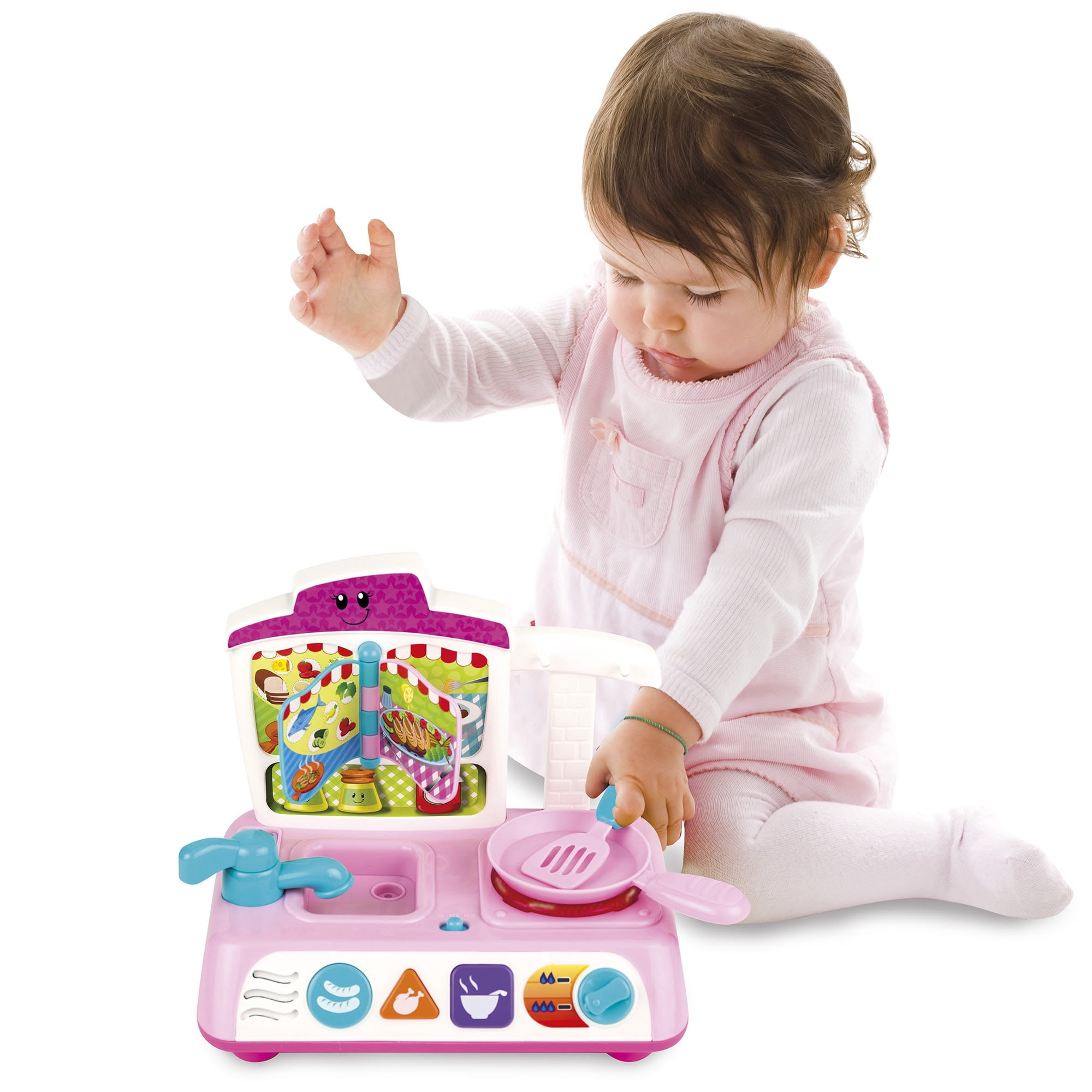 Winfun: Mycook Master Kitchen - Pink - Lights & Sounds, Culinary & Food Pretend Play Set, Chef Pan & Spatula, Sensory Toy, Toddlers & Kids Ages 18mo+