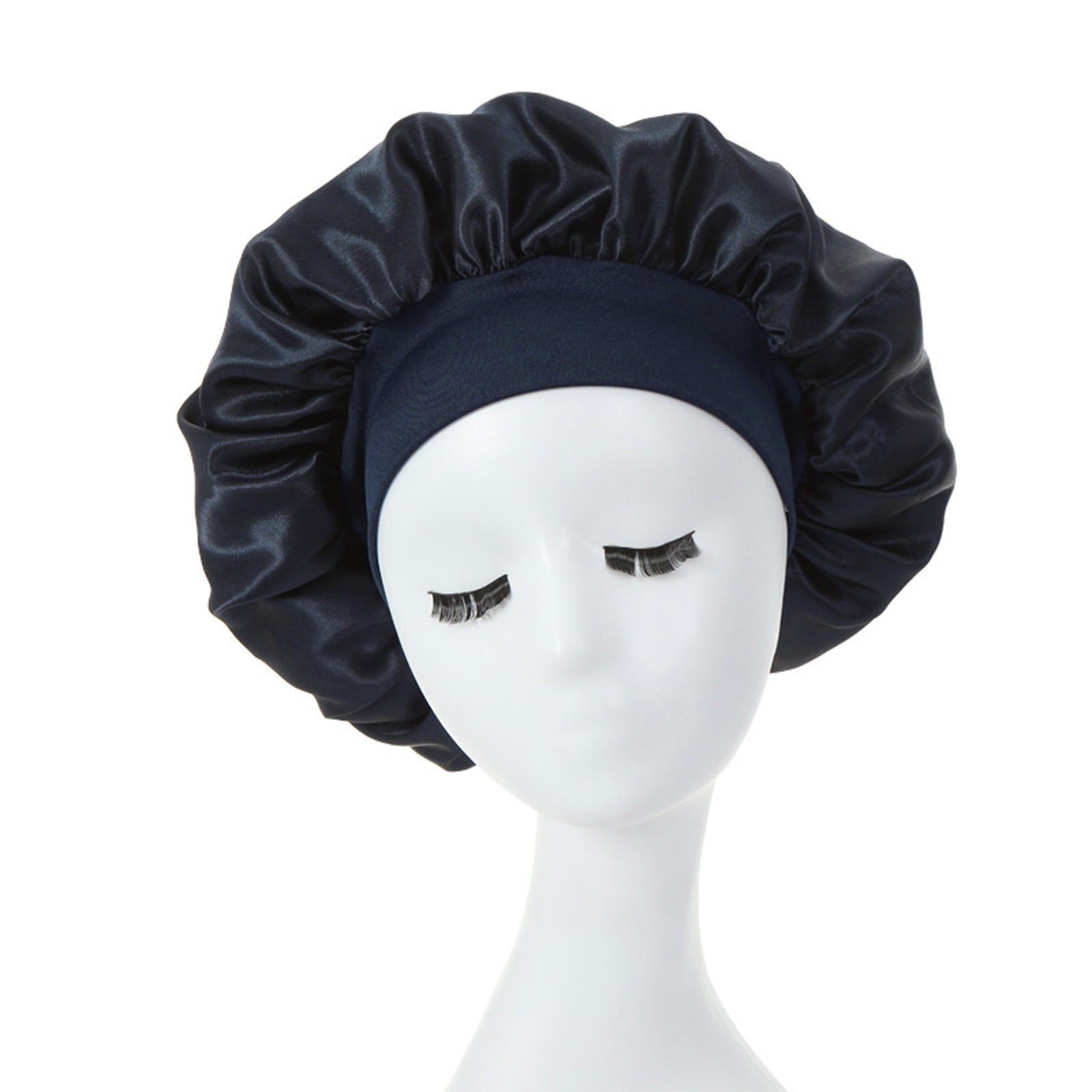 Loliuicca Soft Silk Satin Night Sleep Cap Hair Bonnet Hat Head Cover Wide  Band Elastic New 