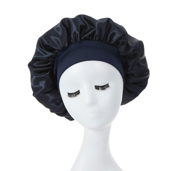 Loliuicca Soft Silk Satin Night Sleep Cap Hair Bonnet Hat Head Cover Wide Band Elastic New