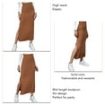 thumbnail image 1 of Slit Long Skirt, Bodycon Long Skirt Solid Color Elastic Easy Matching  For Vacation Green,Red,Brownness,Brown,Black, 1 of 6