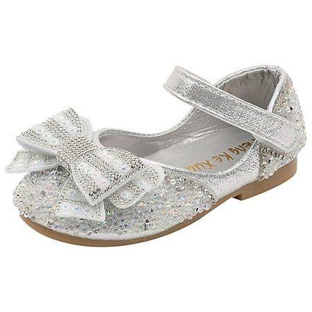 

QWZian Girls Sandals Fashion New Pattern Cute Sequin Bow Decoration Hook Loop Versatile Comfortable Princess Shoes Sizes 9 (3.5-4 Years)