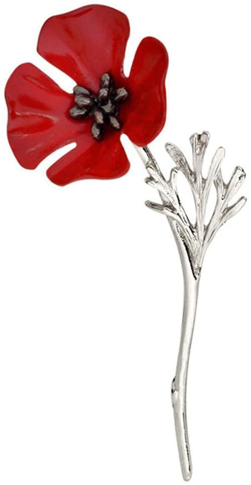 Poppy Brooches Remembrance Sunday Red Flower Rhinestone Badges Banquet Enamel Poppy Lapel Pin 