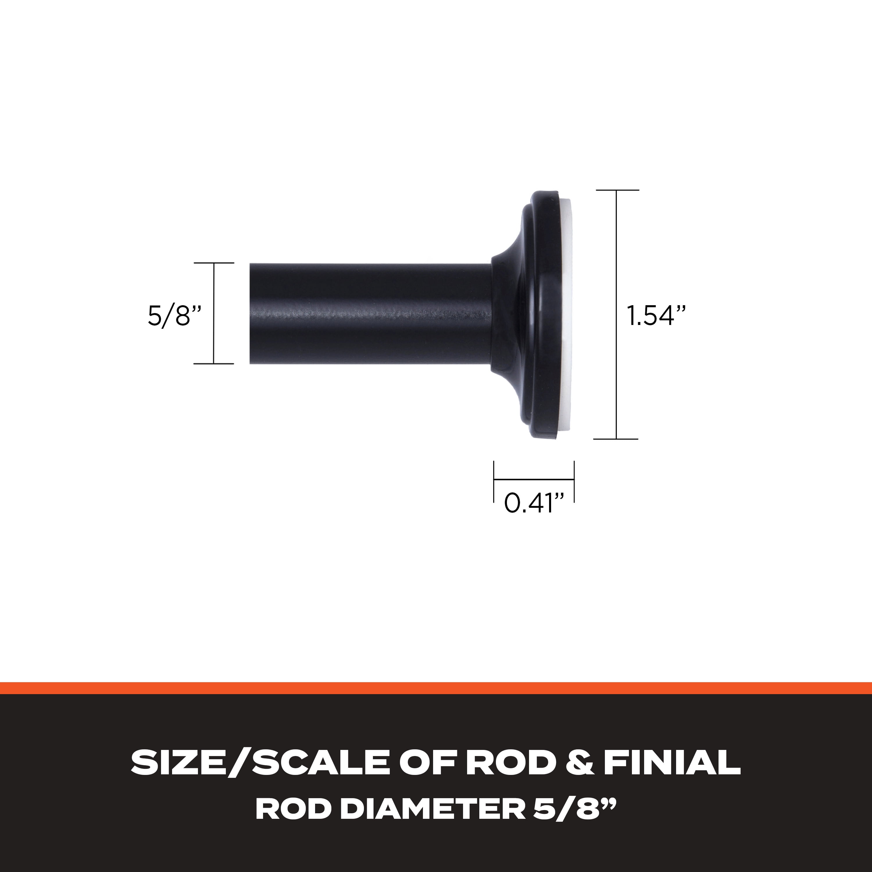 Sun Zero 5/8" Blackout Tension Rod, 28-60", Black