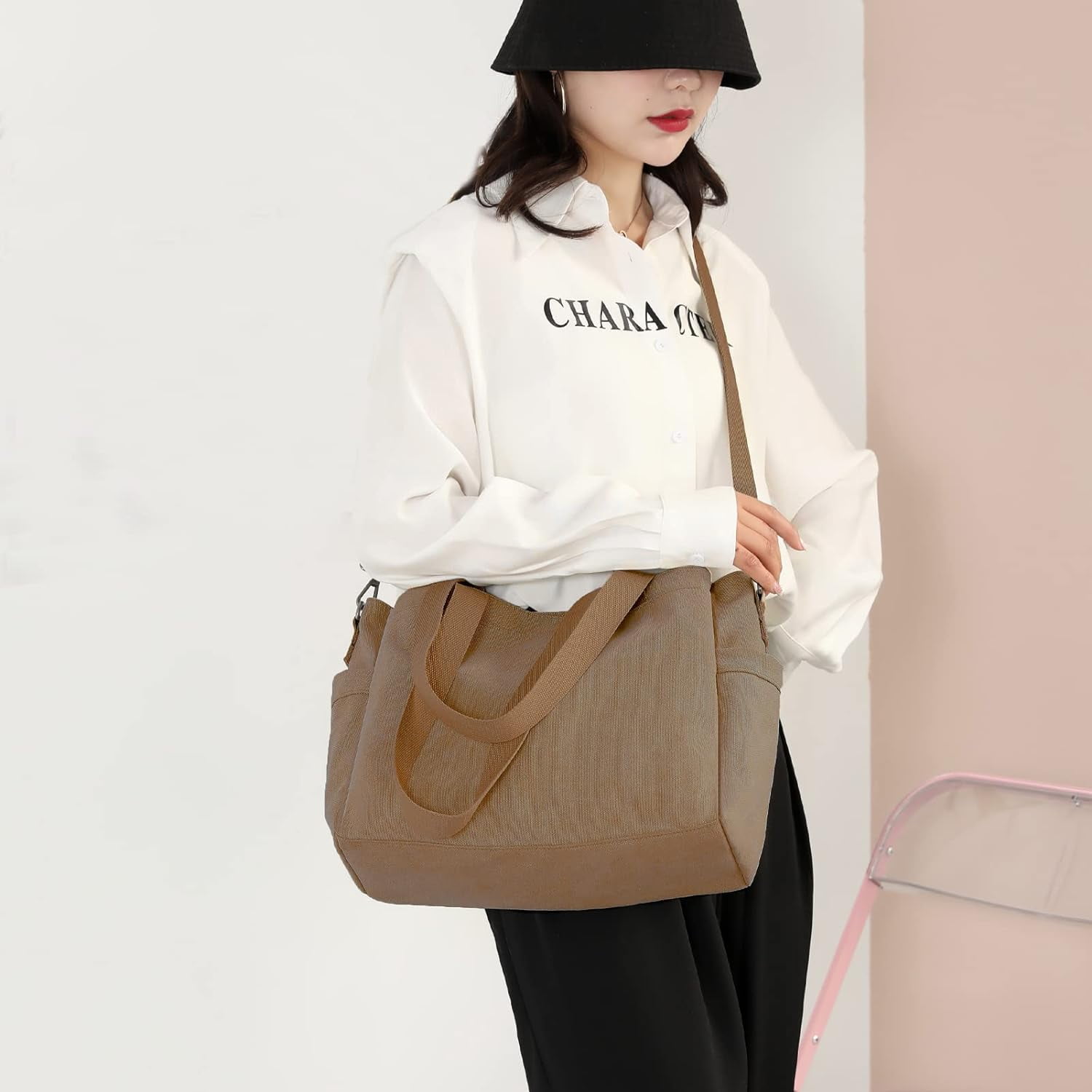 Hobo Handbags Canvas Crossbody Bag for Women, Multi Compartment Tote Purse Bags