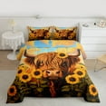 thumbnail image 2 of jejeloiu Kawaii Cow Cattle Full Size Comforter Sets,Rustic Sunflower Bedding Comforter Set,Brown Orange Bedding Sets For Boys Kids,Luxury Bedroom Decor Reversible,3 Pieces, 2 of 8