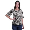 thumbnail image 2 of Moomaya Printed Round Neck Top For Women Elbow Sleeve Blouse Tunic Formal Wear, 2 of 6