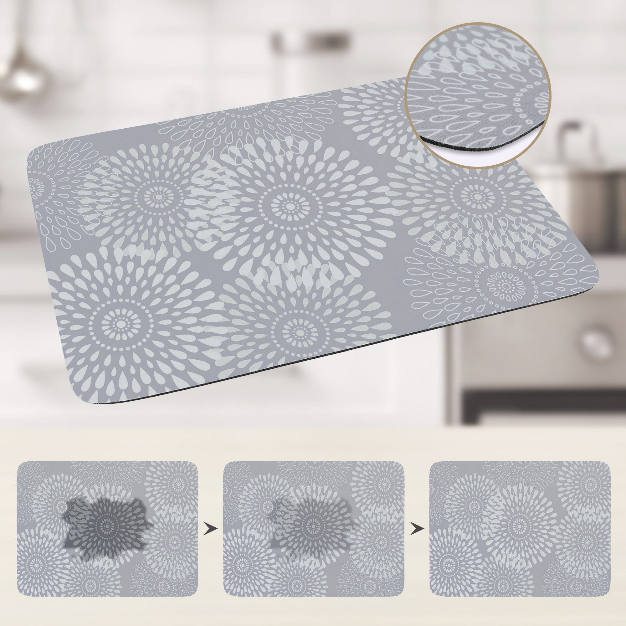 Unique Bargains Quick Dry Dish Drying Mats for Home Light Brown 15.7*11.8 inch