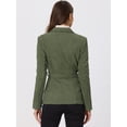 thumbnail image 4 of Blazer de gamuza sintética para mujer con cinturón de manga larga de un solo pecho Chaquetas de trabajo Outwear Coat Ejercito Verde XL, 4 of 6
