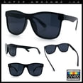 thumbnail image 2 of Hipster Color Mirror Inset Shield Lens Horn Rim Retro Plastic Sunglasses All Black, 2 of 7