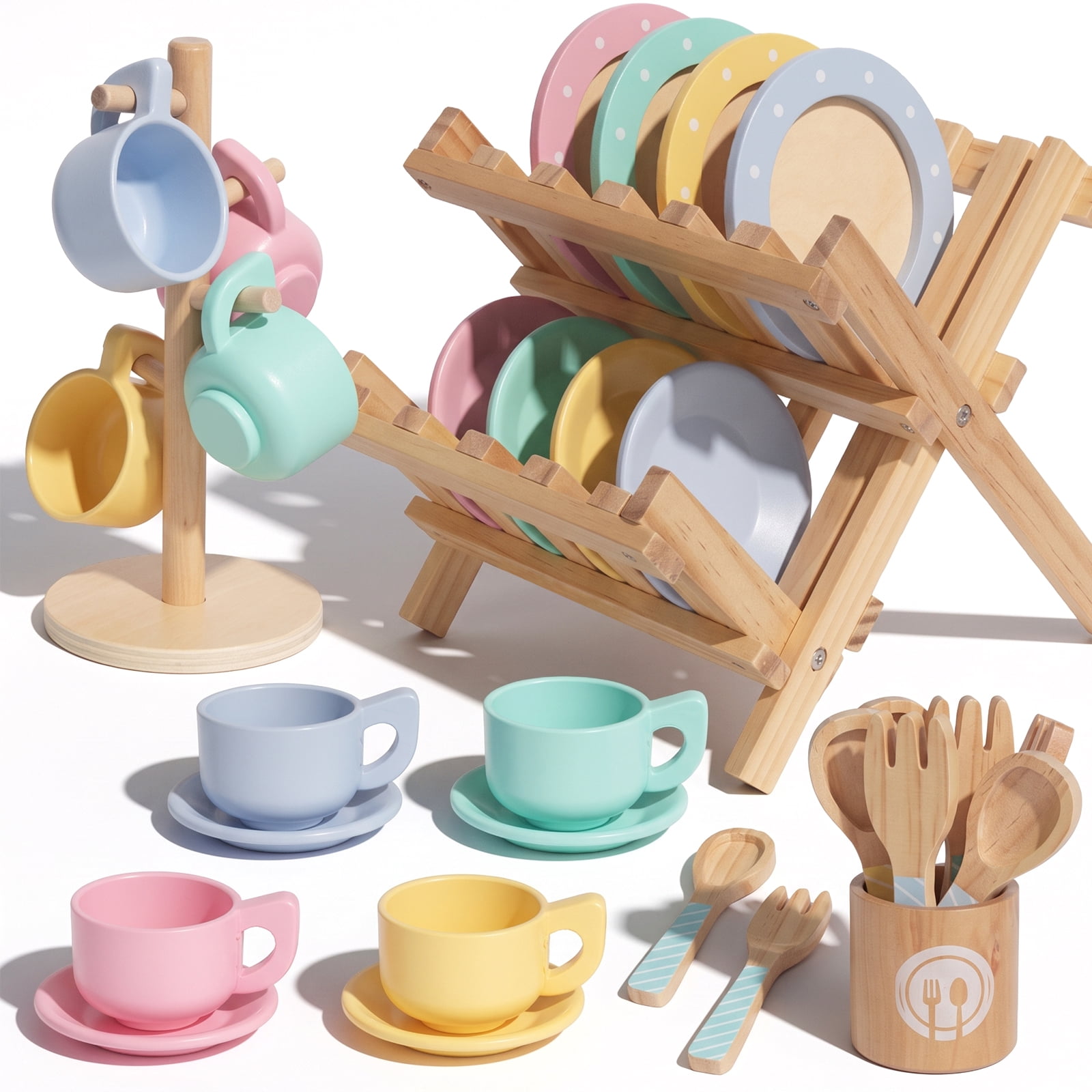 JBeeCtrl, Kitchen Set for Kids, 25 Inch Toy Kitchen Set, Orange