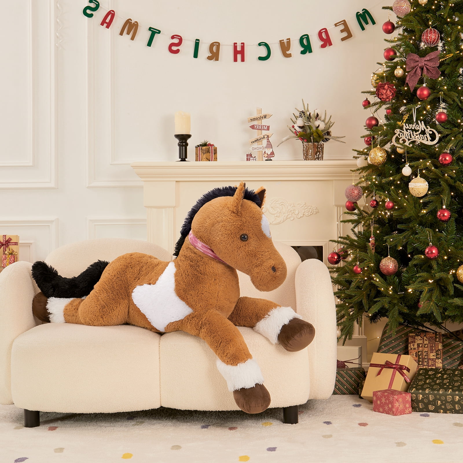 MaoGoLan 47" Giant Horse Stuffed Animal Large Stuffed Horse Plush Toy