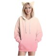thumbnail image 2 of Htigea Womens Hoodies Cute Ears Hooded Sweatshirts Preppy Long Sleeve Pullover Casual Loose Fit Tops with Kangaroo Pocket Pink S, 2 of 5
