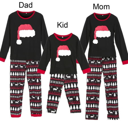 

Fanvereka Xmas Family Matching Nightwear Santa Hat and Christmas Tree Pattern Pajamas for Adult Women Kid