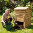 thumbnail image 4 of Gymax Solid Wood Compost Bin with Lockable Sliding Door Flip-top Opening Gas Rods, 4 of 9