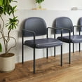 thumbnail image 3 of Flash Furniture Comfort Navy Vinyl Stackable Steel Side Reception Chair with Arms, 3 of 12