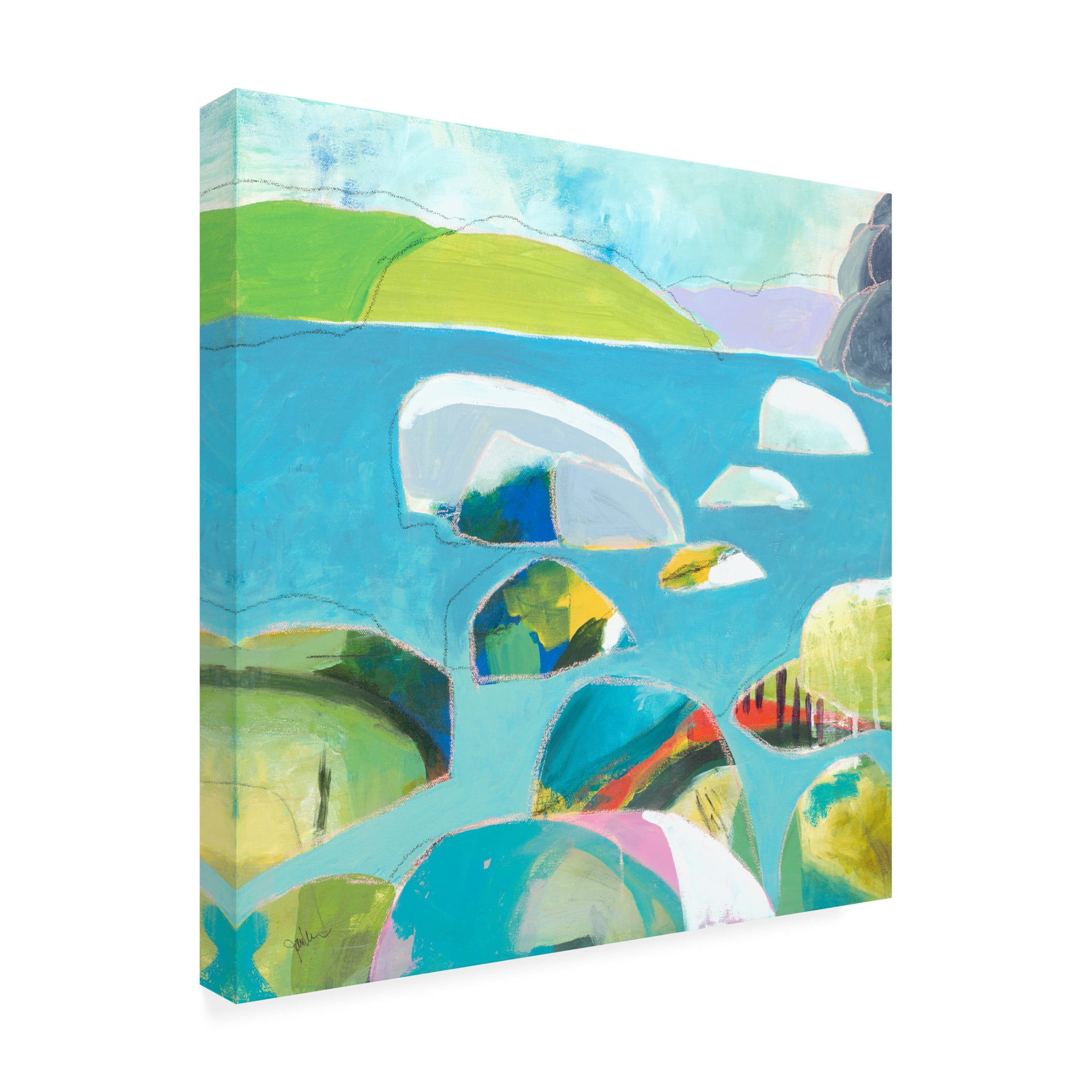Canvas Wall Art - Jan Weiss 'Sand Harbor Lake Tahoe 3' Wall Art for Living Room, Bedroom, or Office Décor by Trademark Fine Art - 18 x 18 Inches