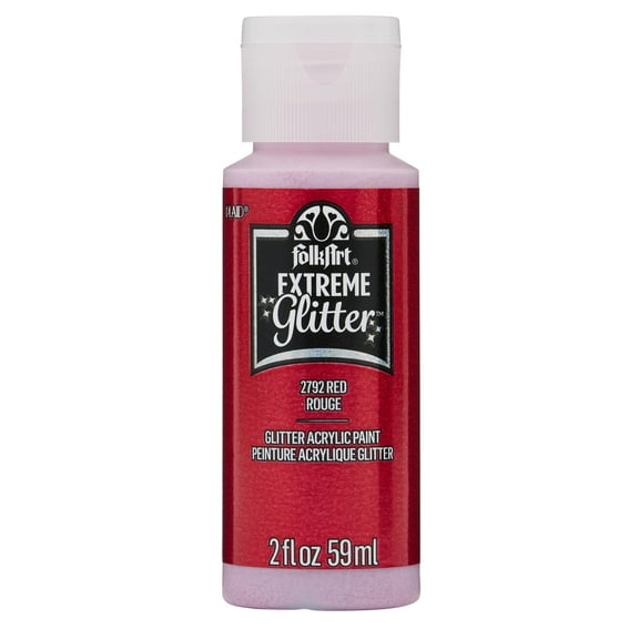 FolkArt Extreme Glitter Acrylic Craft Paint, Glitter Finish, Red, 2 fl oz