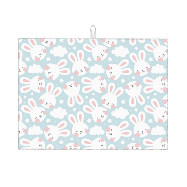 Fotbe Rabbit And Star Alfombrilla de Secado para Cocina con Estampado, 18x24 Pulgadas