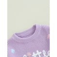 thumbnail image 6 of Suealasg Baby Girl Knit Sweater Long Sleeve Floral Letter Embroidery Chunky Pullover Sweater 3 6 9 12 18 Months Infant Sister Matching Fall Winter Sweater Warm Top, 6 of 7