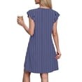 thumbnail image 6 of Blmnix with Pockets Dress for Women Striped Dress Peplum Shift Under Dress Blue Mini V-Neck Short Sleeve Adaptable Ladies Summer Dresses XL, 6 of 6