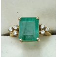 thumbnail image 2 of emerald ring emerald cut gemstone 925 sterling silver ring engagement ring wedding ring statement ring may birthstone raw emerald ring, 2 of 3