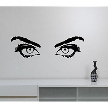 - Woman Eyes Vinyl Decal Eyelashes Eyebrow Sticker Closeup Girl Look Art Fashion Glamour Decorations for Home Makeup Beauty Salon Studio Room Wall Decor wes3