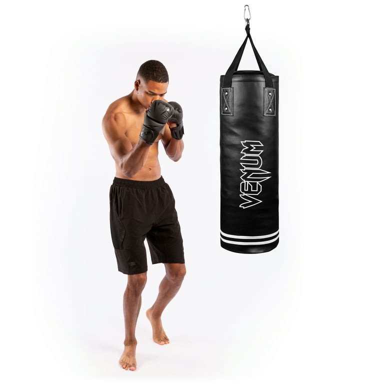 Venum Classic Punching Bag - 70 lb - Black/White - Heavy Bag Kit