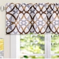 thumbnail image 2 of DriftAway Alexander Spiral Geo Trellis Pattern Window Curtain Valance Rod Pocket, 52" x 14" Plus 2" Header, Brown, 1 Pack, 2 of 6