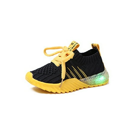 

Fangasis Kids Running Shoes Knit Upper Walking Shoe Slip On Sneakers Girls Boys Sock Sneaker Gym Anti-Slip Sports Black 11C