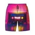 thumbnail image 4 of Lsque Mens Swim Trunks Neon Cassette Tape Pattern - Bathing Suit Compression Liner - Beach Swim Shorts Swimwear - (S-3XL) - Stretch Quick Dry -Medium, 4 of 9