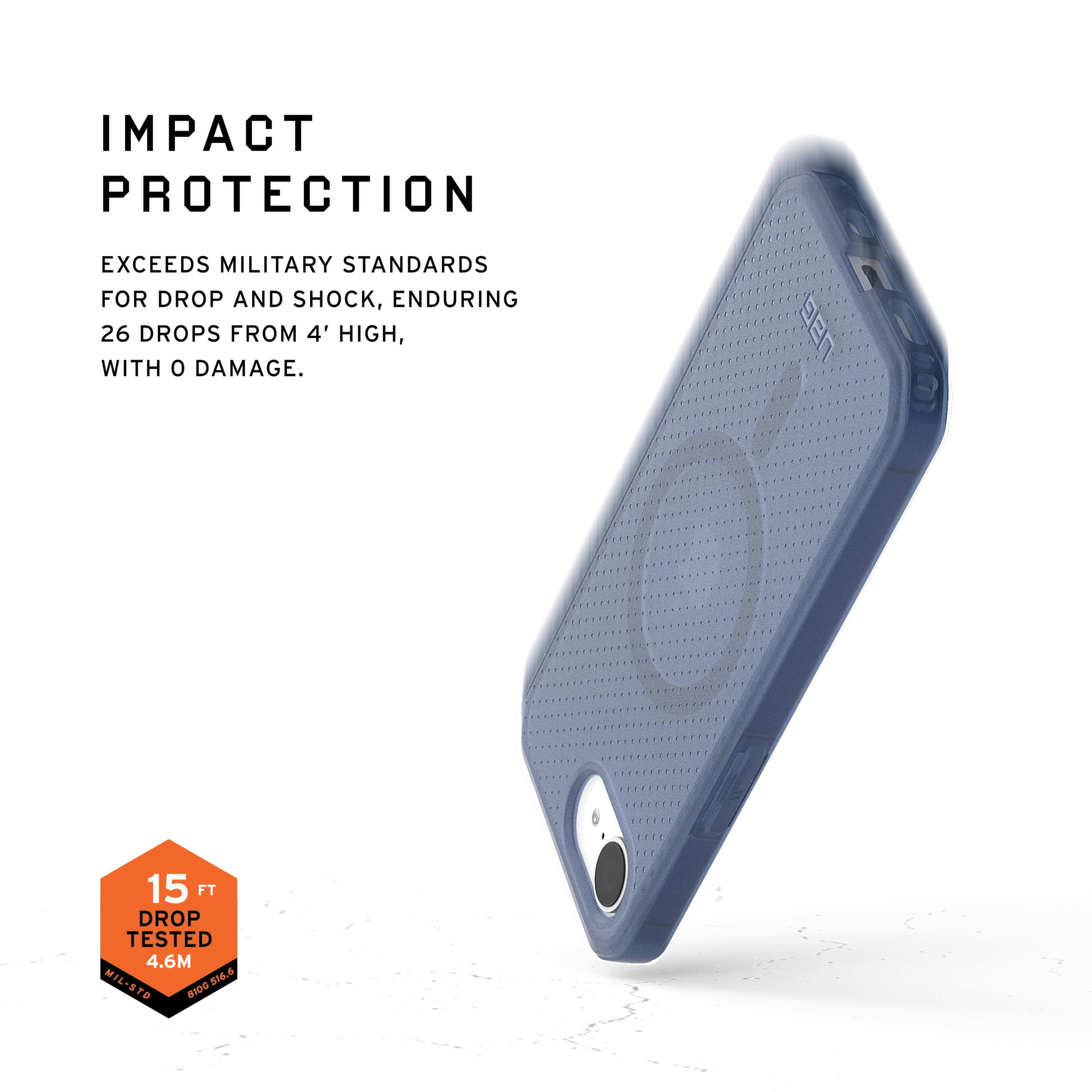 UAG iPhone 17e / iPhone 16e Case Dot - Compatible with MagSafe Rugged Lightweight Textured Clear Military Grade Drop Proof Protective Cover, Cloud Blue