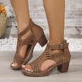 thumbnail image 2 of Women's Sandals Hollow Block Heels Open Toe Sandals Dressy Chunky Heels, 2 of 7