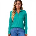thumbnail image 4 of HAJWOH Womens Long Sleeve Polo Shirts Business Work Casual V Neck Collared Tops Button Down Loose Fit Tees Shirts, 4 of 4