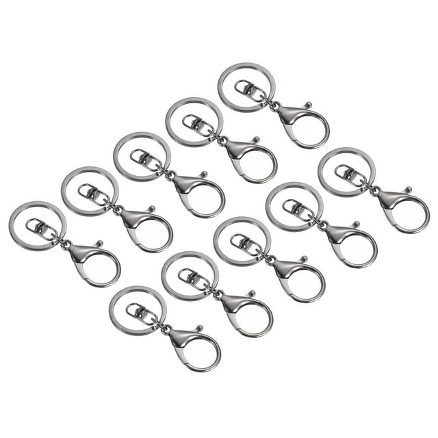 Unique Bargains Key Chain Rings Lobster Clasps Keyring Keychain Holder, Black 10 Pack