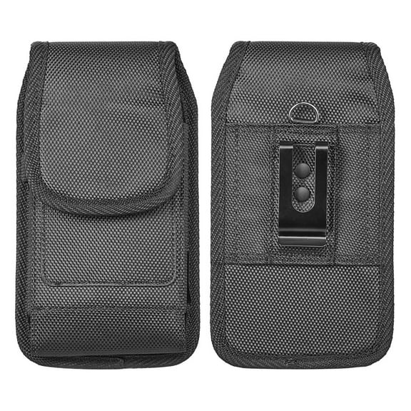 Universal Vertical Nylon Holster Case with Dual Credit Card Slots, Belt Clip Pouch Loop for Apple iPhone Samsung Galaxy LG Moto All Mobile phones Size 5.7" ,Xpm  [Black]