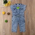 thumbnail image 3 of Musuos Little Girls Summer Denim Jumpsuit Folded Collar Button-Down Clothes, 3 of 4