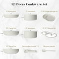 thumbnail image 3 of 12-Piece Nonstick Pots and Pans Set, Stackable Kitchen Cookware Sets with Removable Handle, Induction Compatible, Beige, 3 of 7