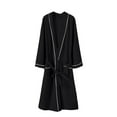 thumbnail image 4 of Nightgown with Built in Bra Women Kimonos Robes Waffles Weave Long Robe Knit Bathrobe Sleepwear Night Gowm Loungewear with Pocket S-20 Black XL, 4 of 8