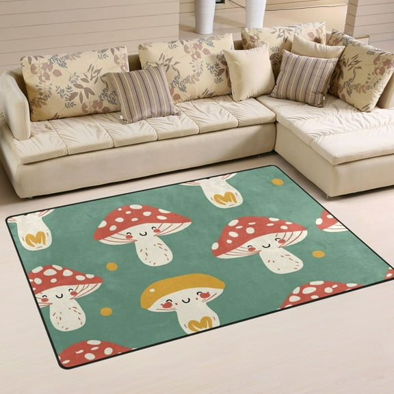 Mushroom Cute Area Floor Mats Non-Slip Rugs Soft Doormat 31 x 20 inch Carpet for Living Dining Room Bedroom Decorative