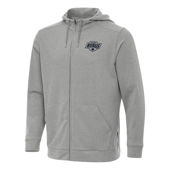 Men's Antigua Heather Gray Los Angeles Kings Effortless Full-Zip Hoodie Jacket