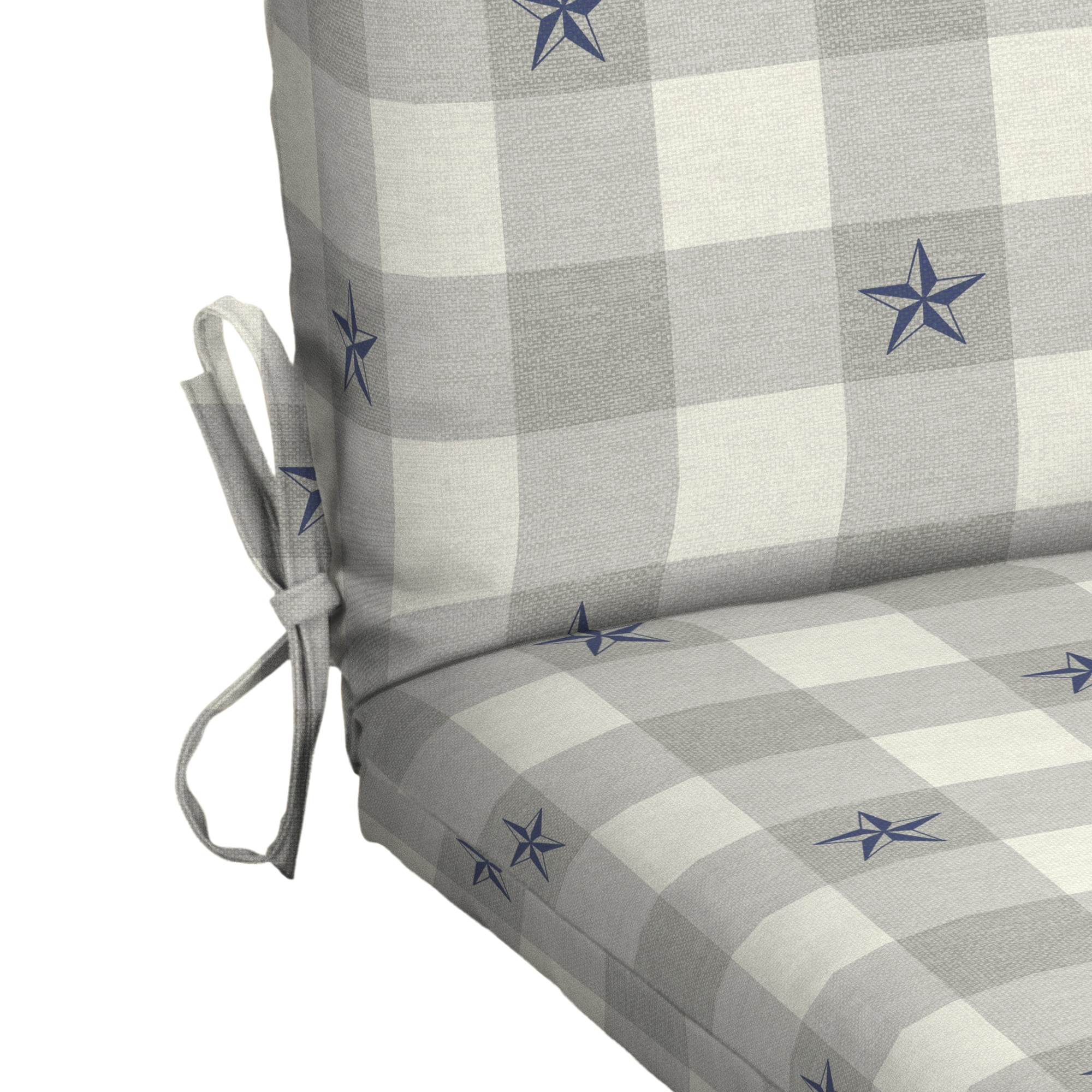 Mainstays 37 in x 19.5 in Texas Gingham 1-Piece Rectangle Outdoor Chair Cushion