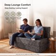 thumbnail image 2 of Oak and Birch Boneless Folding Sofa Bed Floor Couch with Pillow, 3-in-1 Convertible Chaise Lounge & Sleeper, Chenille, Queen, Dark Gray, 2 of 8
