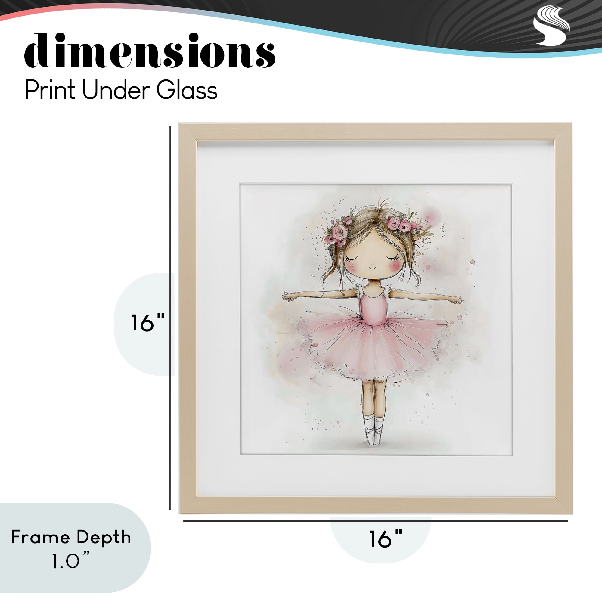 Stupell Industries Flower Ballerina in Pink Tutu Birch Framed Print Under Glass, design by Creative Studio