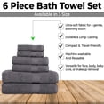 thumbnail image 2 of KAHAF COLLECTION 6 Piece Towel Set Gray – 100% Ringspun Cotton Soft & Highly Absorbent – Includes 2 Bath Towels, 2 Hand Towels & 2 Washcloths – Quick Dry, Durable, and Luxurious Bathroom Essentials, 2 of 7
