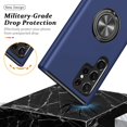 thumbnail image 6 of Shockproof Case for Samsung S22 Ultra 5G, [Embedded Finger Ring] Military Grade Phone Case Cover with Reinforced Metal Stand Kickstand [Support Magnetic Car Holder] for S22 Ultra, Blue, 6 of 13