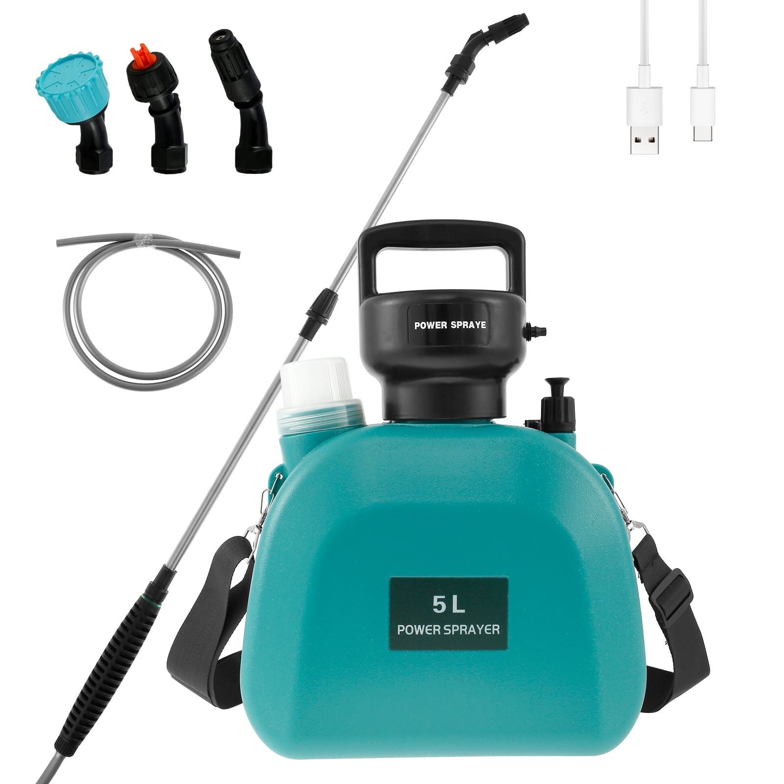 Qenwkxz Electric Plant Sprayer 5L/1.35 Gallons Rechargeable Plant Sprayer 2000mAh Battery Powered Adjustable Water Sprayer with 3 Nozzles for Garden Lawn Farm Orchard